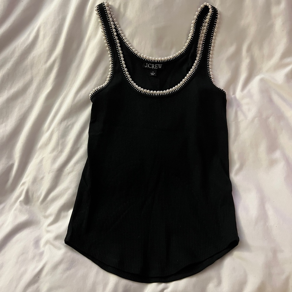Pearl Trim Ribbed Tank Top - Picture 3 of 6
